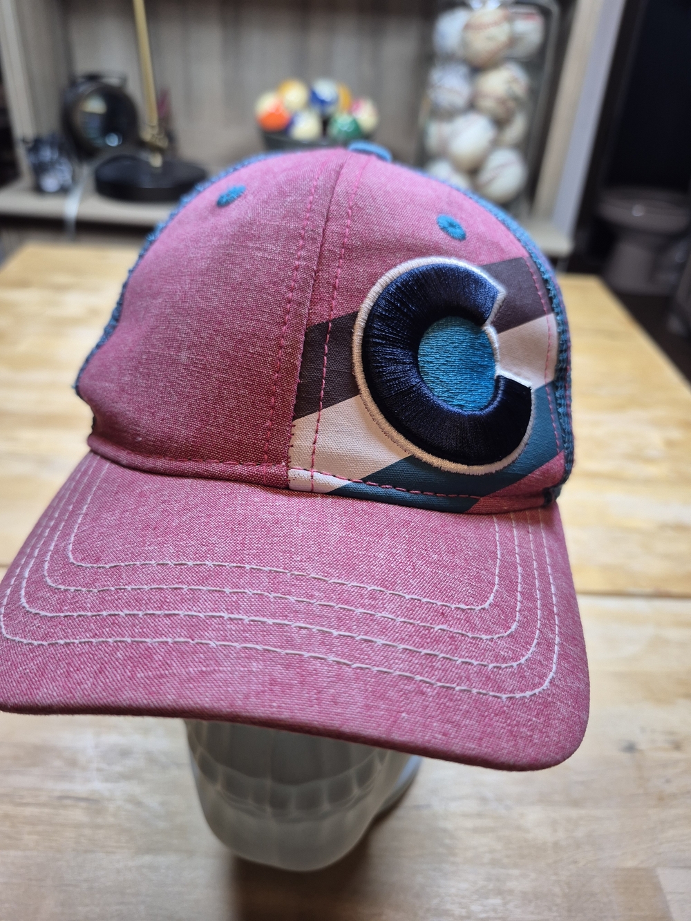 Kids Baseball Cap with Teal And Pink Accent Graphic